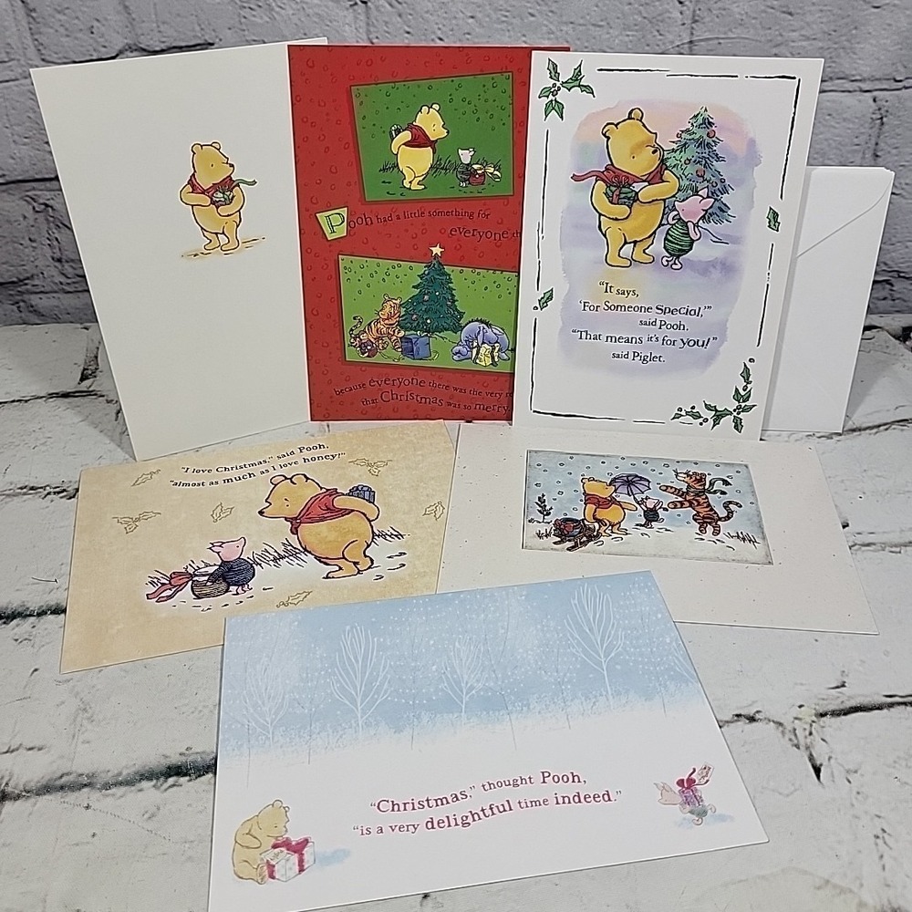 Disney Winnie The Pooh Christmas Cards Lot Of 6 All‎ Different Image Arts